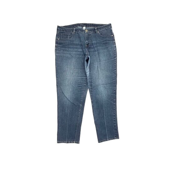 Style & Co Ex Boyfriend Curvy Ankle Women's size 14 Dark Wash Blue Denim jeans - Picture 1 of 4